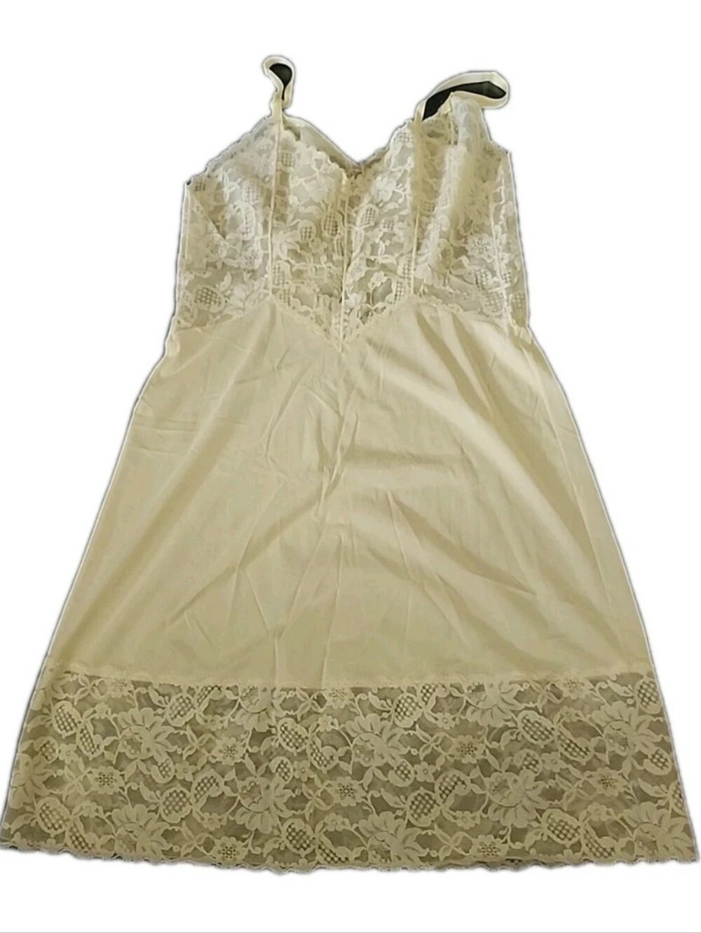 Vintage VANITY FAIR 50s 60s Nylon Yellow SEXY Nightie Slip Nightgown USA 36 - Picture 5 of 9